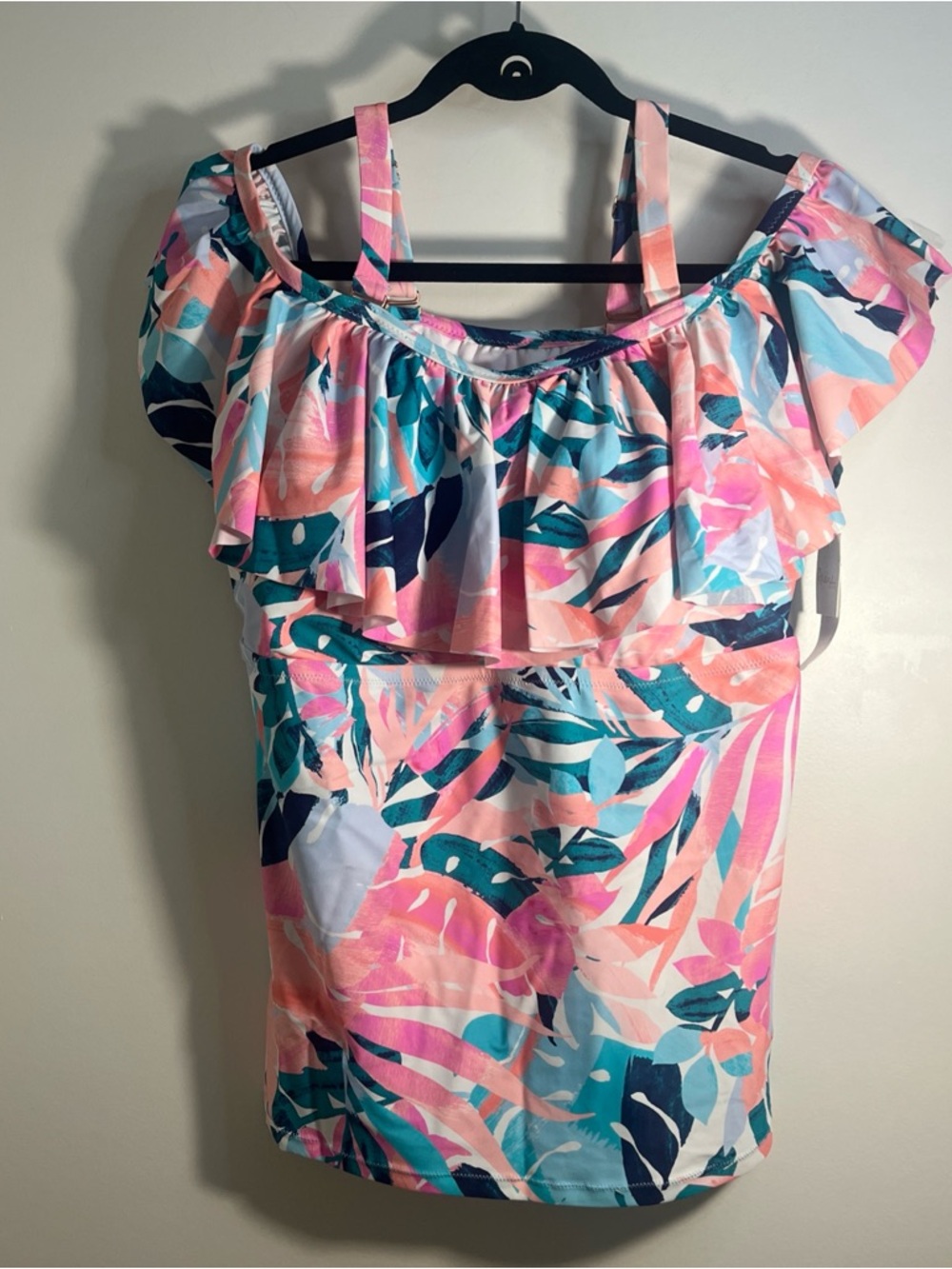 Raisins Curve Tropical Tortuga Tankini Swim Top Sz 18W Multi Color Beach Pool